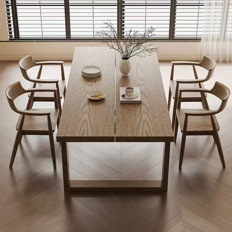 现代简约家用餐桌白蜡木实木办公桌客厅长方形书桌泡茶桌会议桌