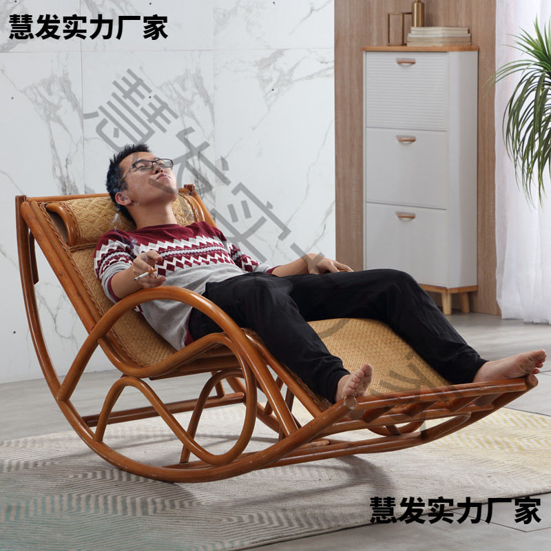 W6天然新中式真藤摇椅整装