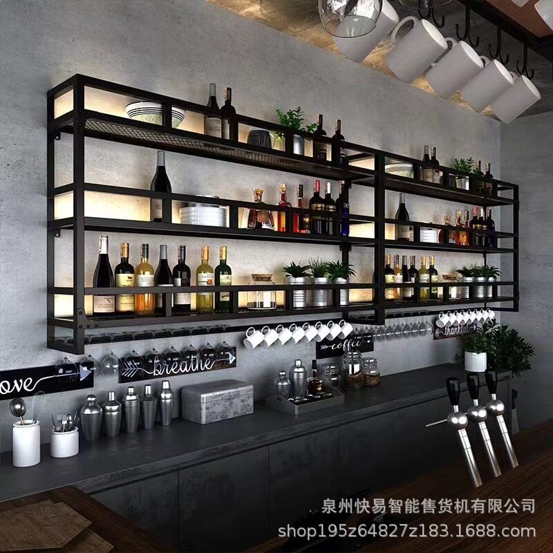 美式铁艺壁挂红酒柜餐厅酒吧