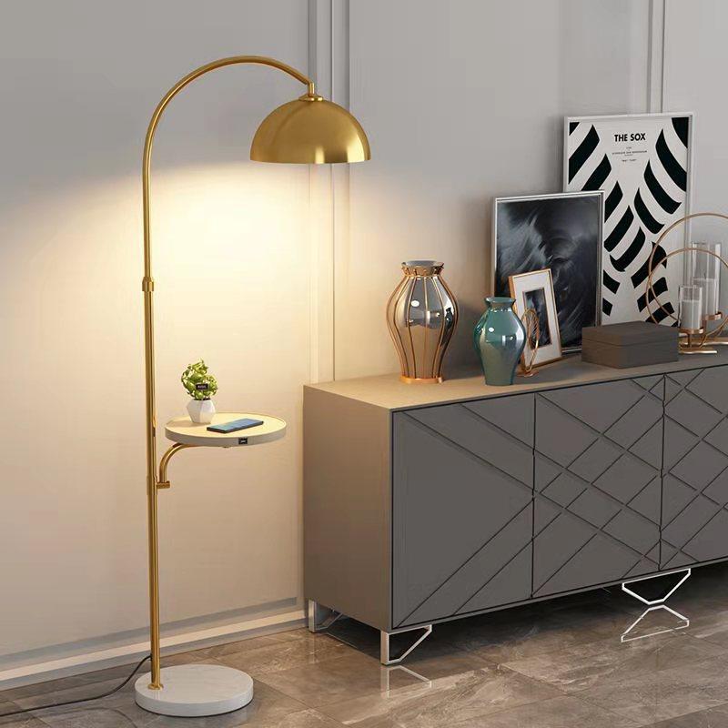 北欧钓鱼落地灯ins风客厅轻奢带置物架网红灯卧室床头柜台灯一体