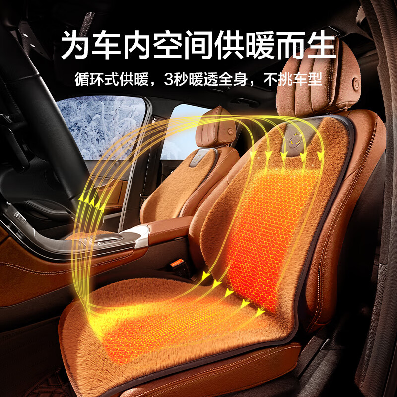 石墨烯汽车加热坐垫冬季12V24V车载电加热毯改装座椅毛绒保暖座垫