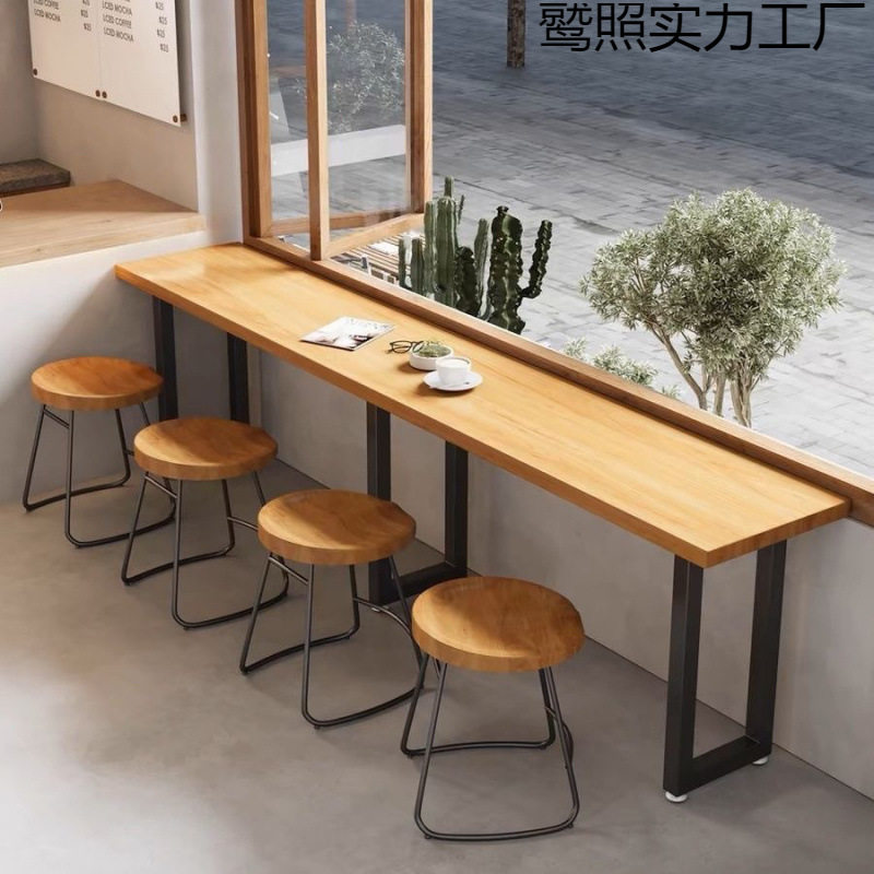 工业风矮吧台长条餐桌椅组合