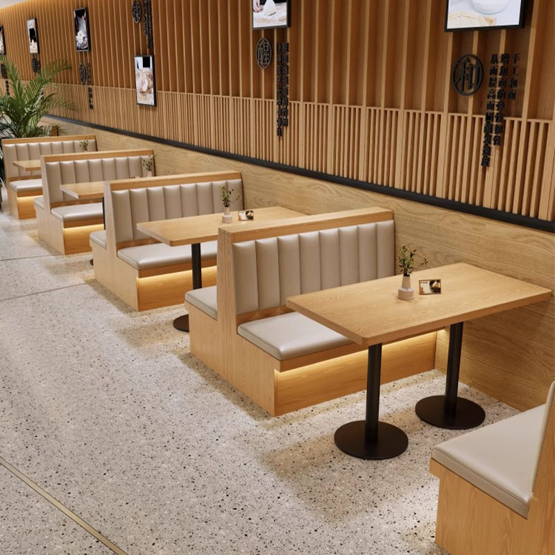 餐饮店靠墙卡座桌椅套装图片