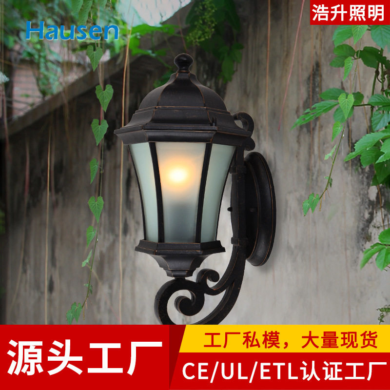 现代欧式户外壁灯防水阳台灯室外壁灯过道走廊灯六角庭院灯纯铝