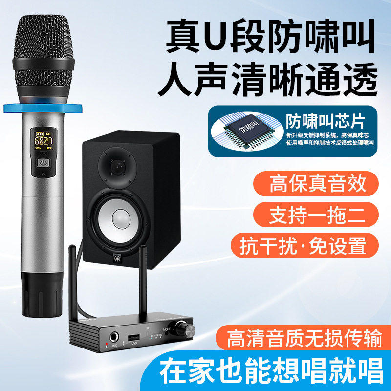 5.3多功能蓝牙接收器U段话筒蓝牙K歌家用麦克风音响USB3.5MM音频