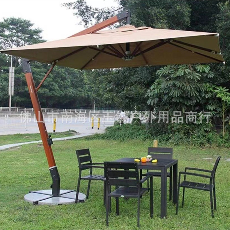 全铝侧边伞豪华旋转大立柱仿木纹吊伞豪华七字大吊伞户外遮阳伞