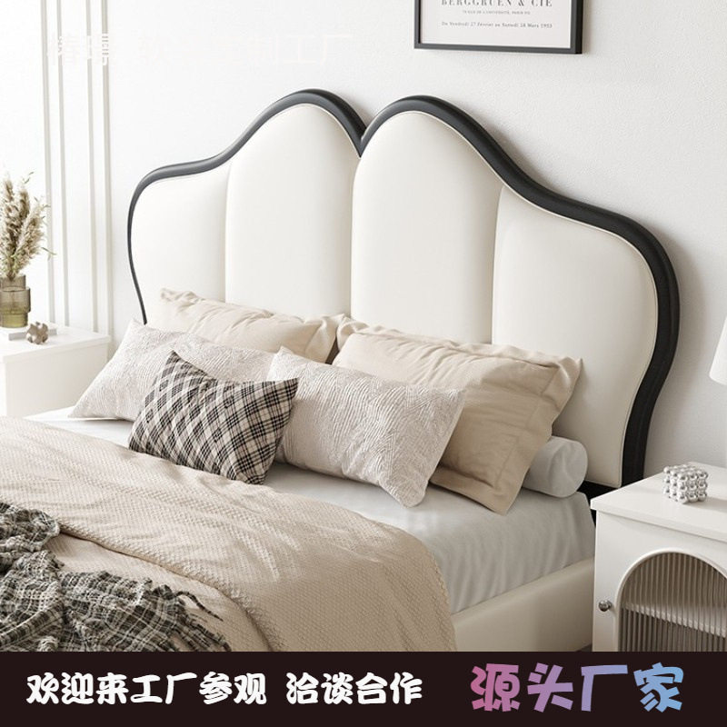 法式奶油风简约蝴蝶床卧室民宿样板间双人设计软包双人床