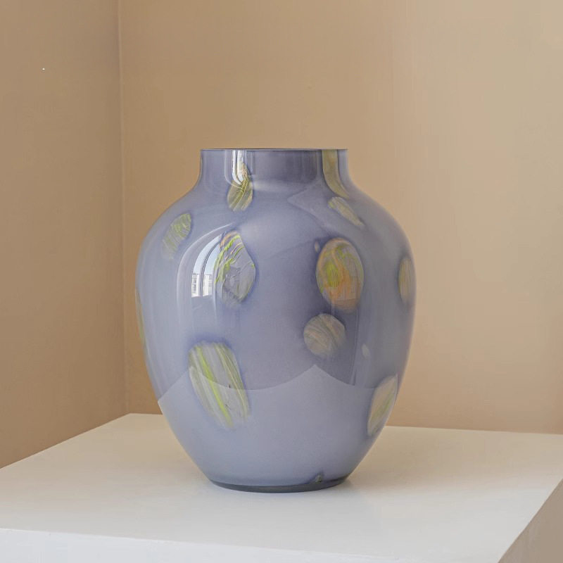 紫色琉璃花瓶摆件客厅插花居家装饰复古大肚水养鲜花创意餐桌花器