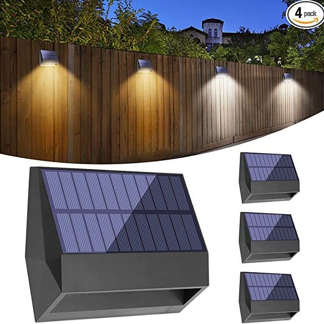 太阳能户外壁灯外墙栅栏灯双色景观园林柱头用高亮度常亮自动感应