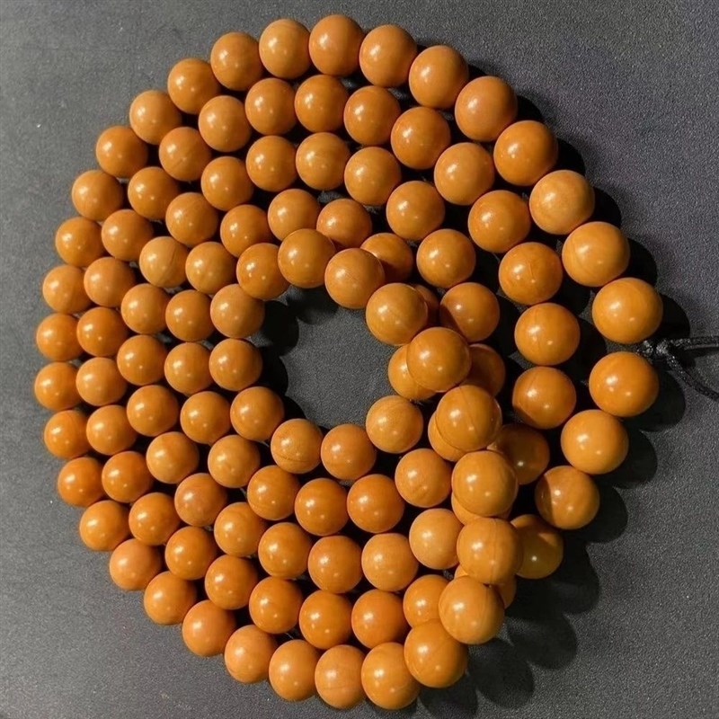 猴头手串雕刻正圆光珠脖挂108颗长串老型圆珠文玩桃核佛珠项链男