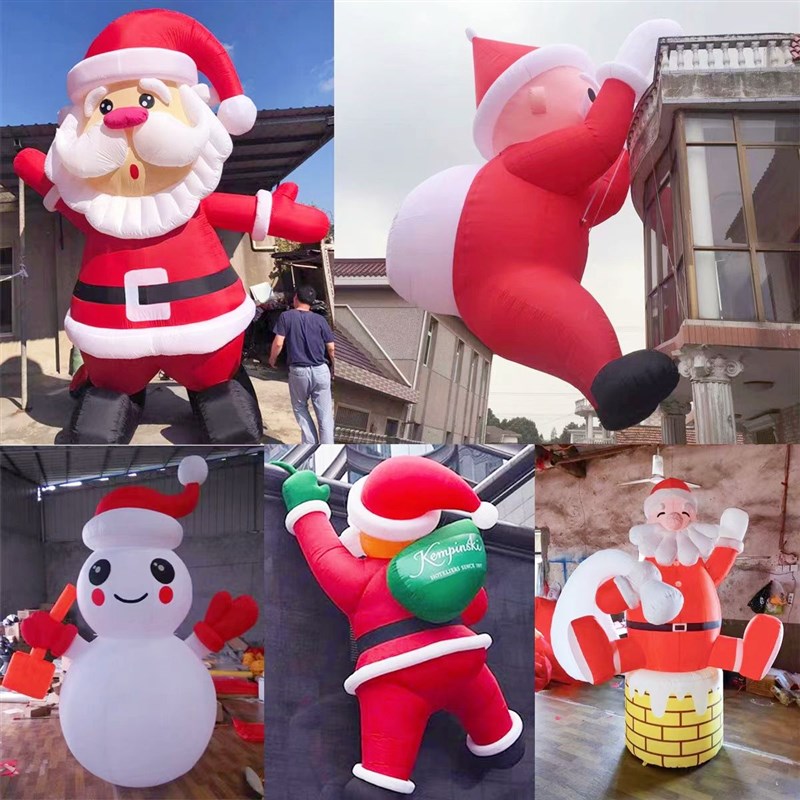 充气圣诞老人树拱门卡通模型发光装饰道具圣诞节美陈雪人爬墙气模