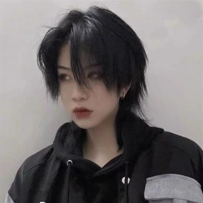 狼尾假发男短发韩版帅气网红自然逼真鲻鱼头男女日常通用全头套式