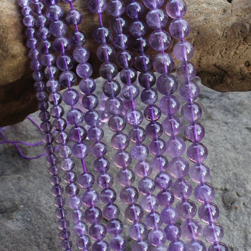 4-6-8mm天然紫水晶 紫晶圆珠散珠子 diyP饰品 发簪耳饰手串配件