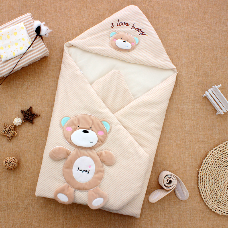 婴儿抱被新生儿包被春秋冬纯棉初生被子宝L宝加厚款可脱胆四季用