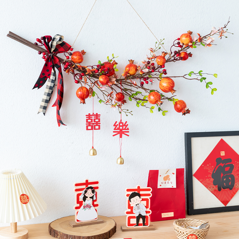 阿楹 小众中式婚房布置男方客厅卧室床头花结婚敬茶背景婚礼装饰