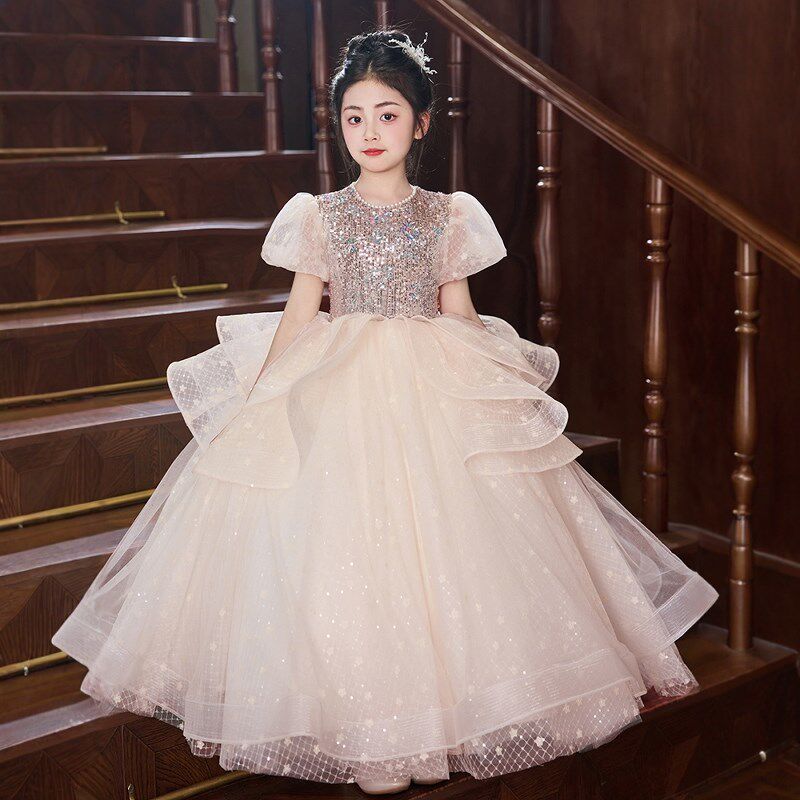 儿童礼服花童小主持人钢琴表演女童高端轻奢小众生日公主裙绝美夏