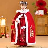 中国风女孩古风连衣裙潮 加厚新年唐装 拜年服女童汉服冬装 儿童古装
