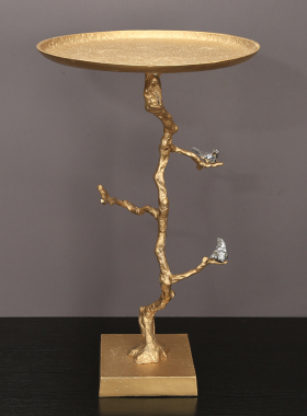 轻奢现代金色边几创意角几茶几摆件托盘水果盘样板间装饰中式摆设