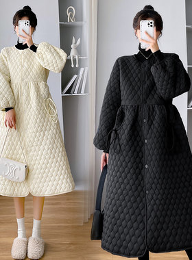 2023秋冬装i新款韩版孕妇装显瘦长版洋装洋派保暖棉服网红蓬蓬裙
