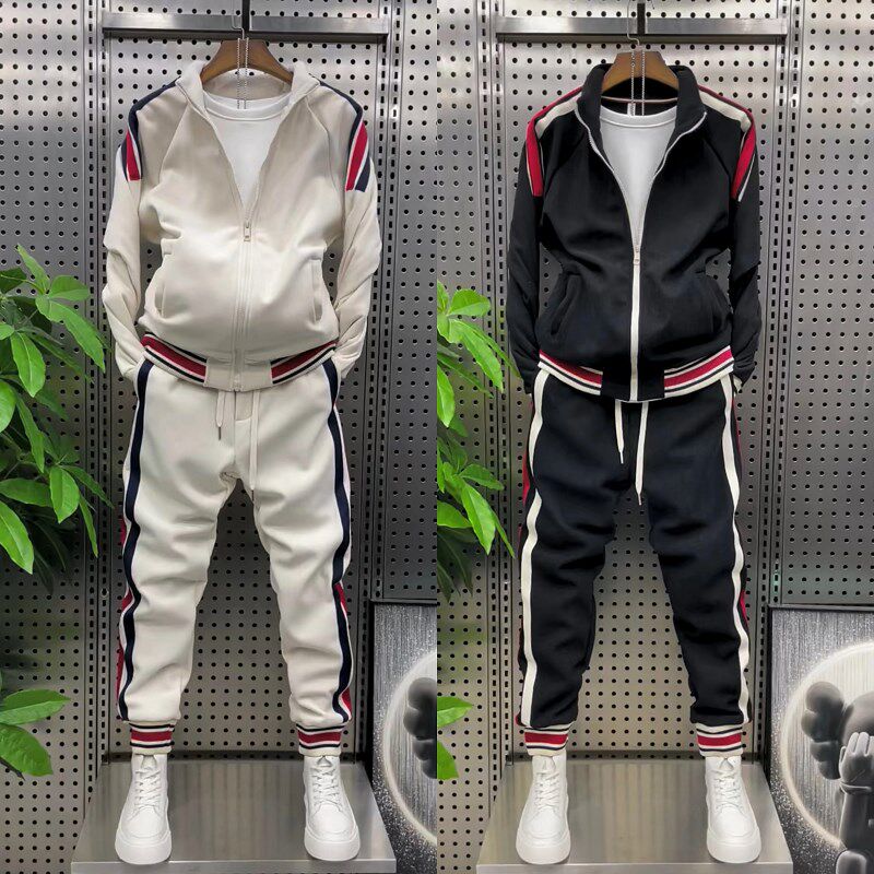秋冬男装加绒加厚时尚男士休闲运动套装潮牌情侣款卫衣卫裤两件套