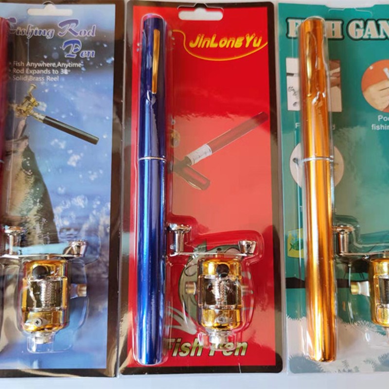 迷你小海竿钢笔小海杆便携带轮冰钓杆筏钓儿童鱼竿钓鱼竿虾杆筏竿
