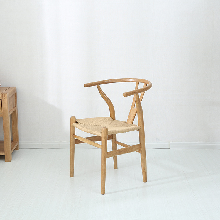 厂家供应橡木Y椅实木餐椅手工编绳椅北欧简约风经典中餐厅椅
