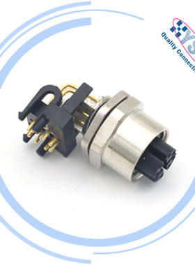 M12 8P PCB连接器面板弯针母座圆形航空插头