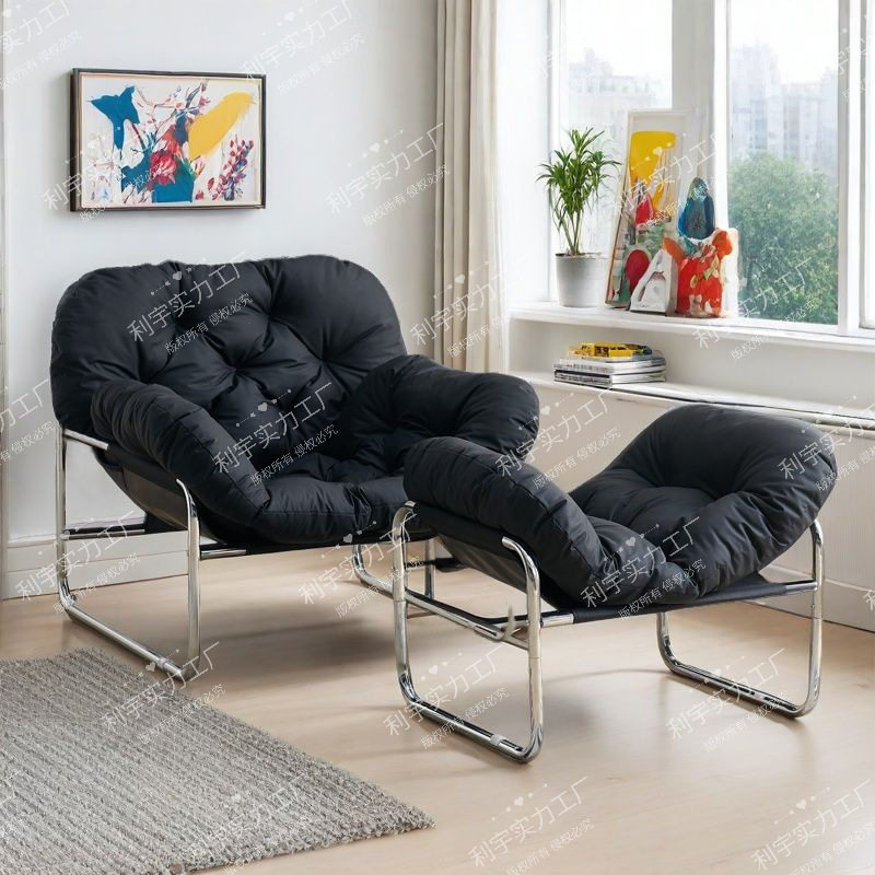 轻奢单椅子古风休闲风设计师沙发沙发椅黑色客厅单人中懒人