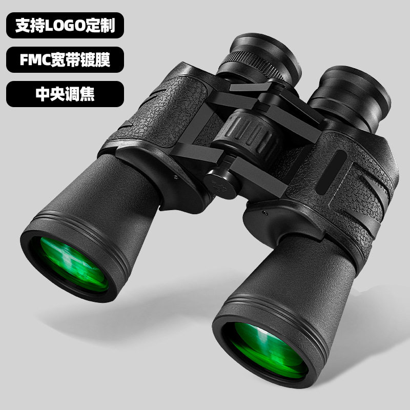 跨境10x50棱形双筒望远镜直销高清高倍微光夜视户外便携大目镜