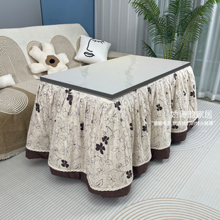 新款加厚可拆洗电取暖桌罩套烤火架被子电暖炉被套长方形烤火被罩