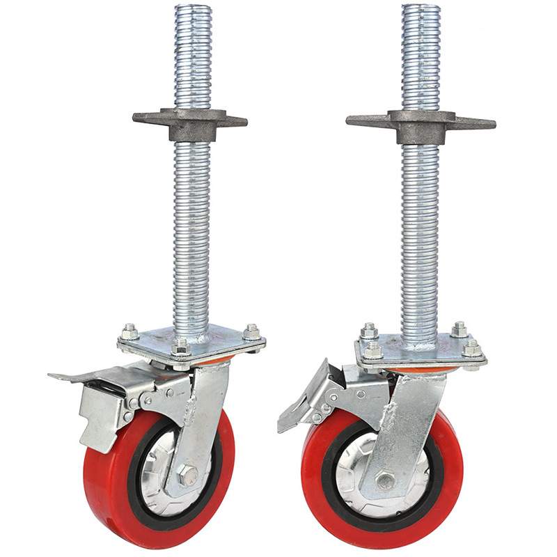 重型6寸丝杆脚轮工地脚手架移动轮子定向刹车轮万向轮