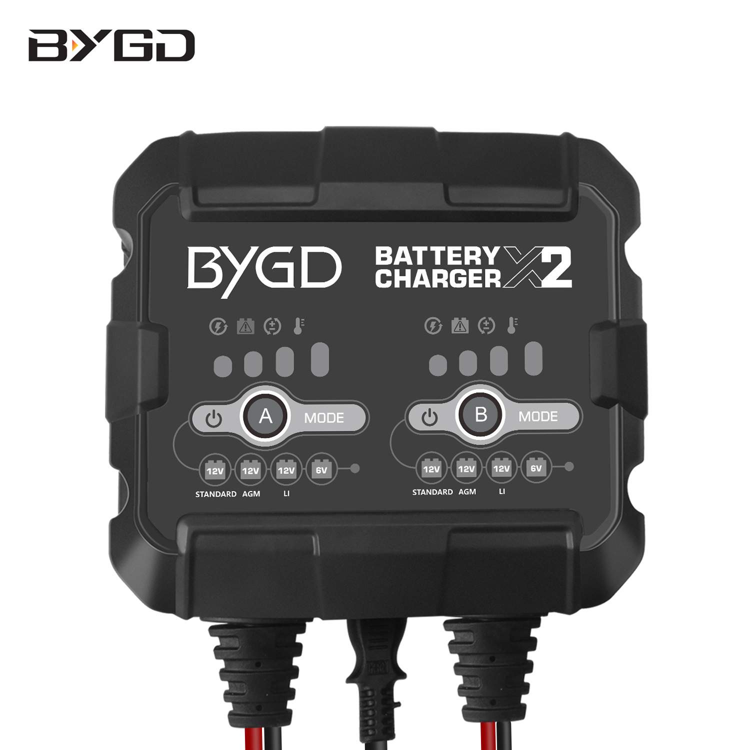 2A锂电池充电器一充二12V汽车电瓶充电修复维护铅酸蓄电池充电器