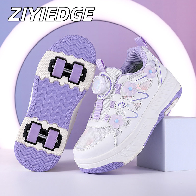 女童暴走鞋2025冬季新款皮面儿童四轮运动轮滑鞋女孩小学生溜冰鞋