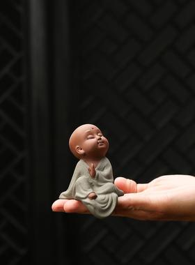 创意陶瓷小和尚禅意摆件博古架中式桌面工艺品客厅书房装饰艺术品