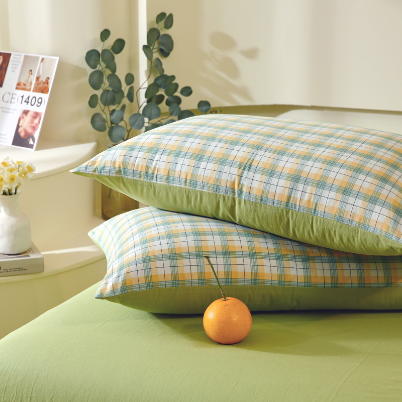 A类纯棉水c洗棉枕套一对装100全棉48cmx74cm双人整头套乳胶枕头套