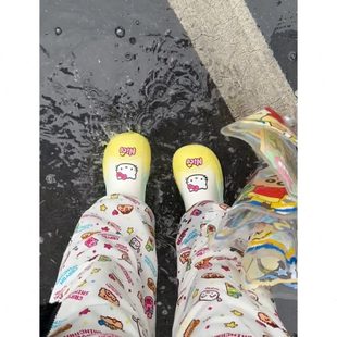 雨鞋 2023开口笑水短筒高颜值硅胶防滑kitty靴雨靴 子女新款 hello款