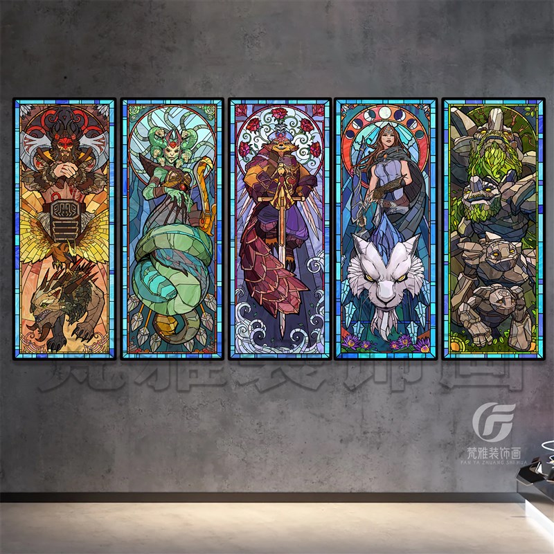 Dota2电竞挂画刀塔2英雄Ti12影魔G剑圣火女敌法网吧酒店游戏装饰