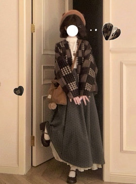 双月汉服女 焦糖胡桃 宋制女飞机袖加绒有口袋松紧腰八破裙日常款