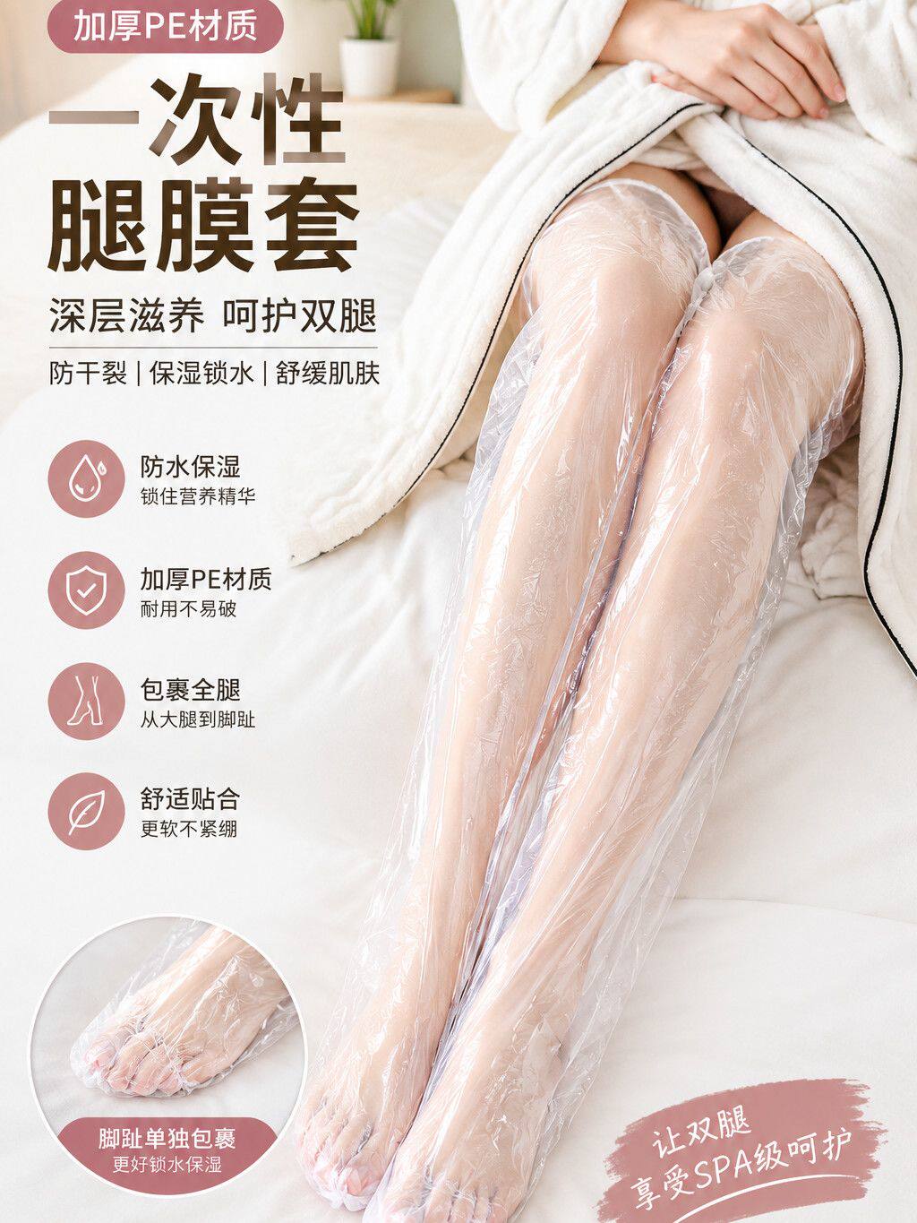 长款一次性足部腿膜套防水防干裂保湿腿部护理足膜包脚滋养套