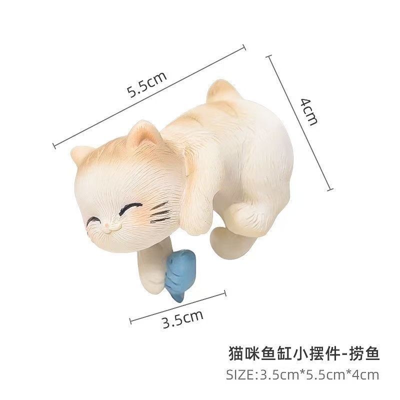 树脂卡通小动物鱼缸缸边悬挂摆件盆挂创意迷你猫咪鱼缸装饰小件