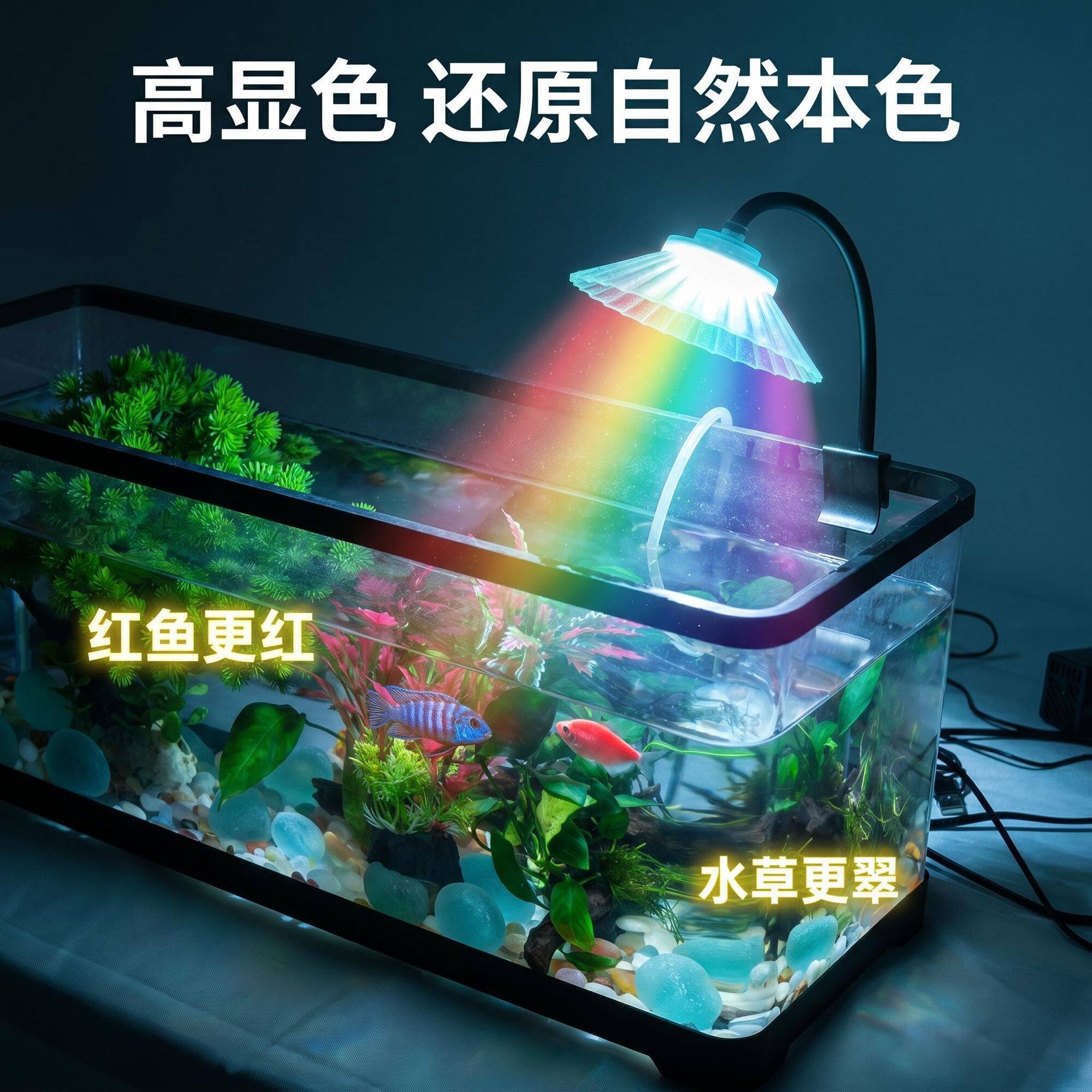 原生南美迷你鱼缸射灯可变色水草灯鱼缸造景LED照明灯具
