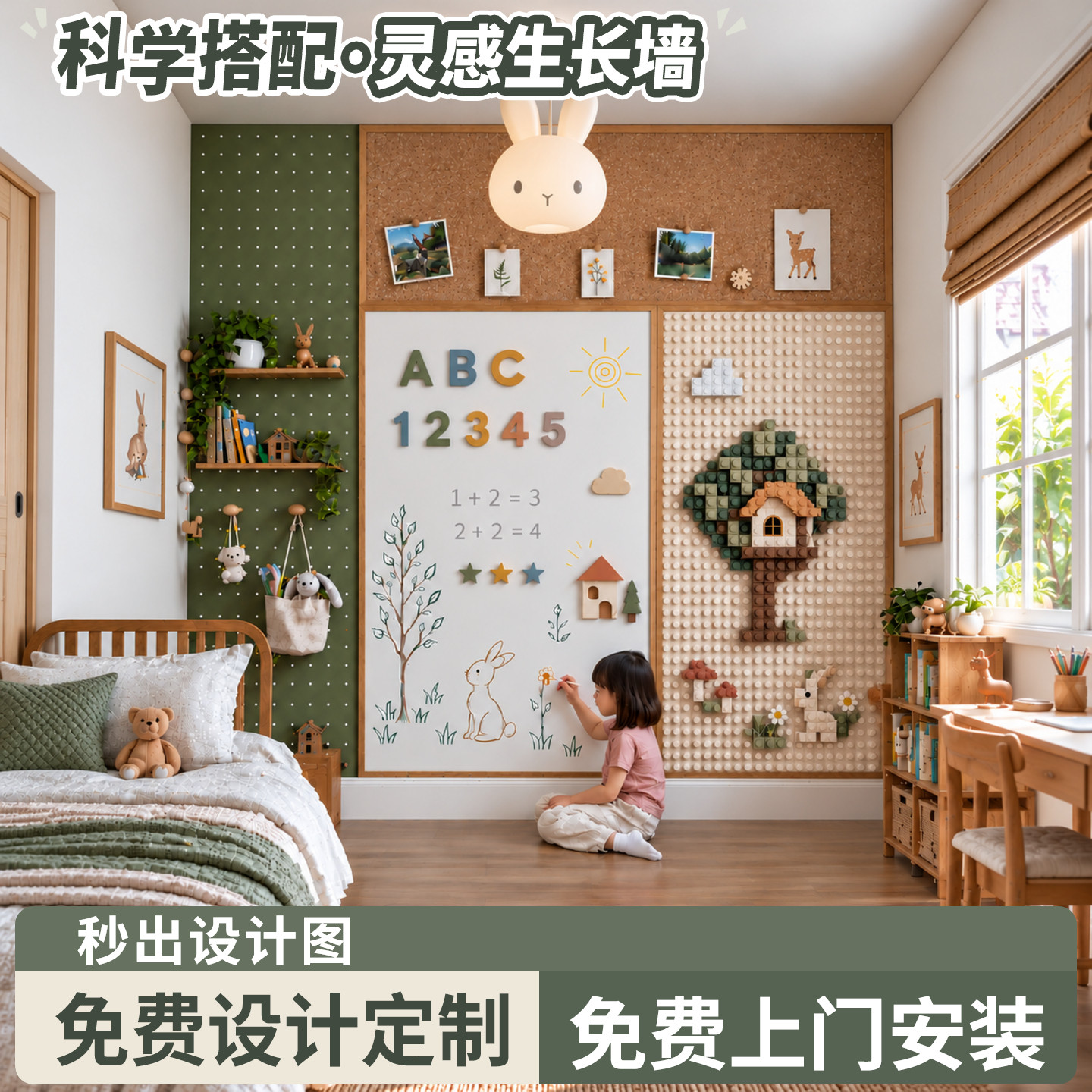 Seeful进口珐琅板白板墙面积木板磁吸黑板儿童家用教学洞洞板可擦书写字板挂墙式灵感生长墙软木板照片展示墙