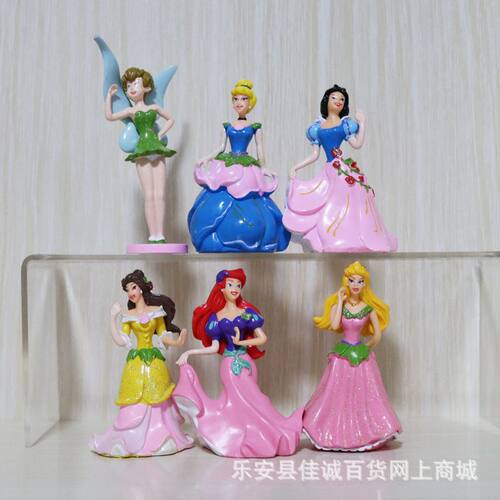 闪粉公主少少女礼物6款白雪公主贝尔花仙子手公仔人偶摆件