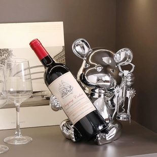 饰品礼物暴力熊杯架轻奢高档感酒架 家居红酒架摆件客厅餐桌酒柜装