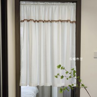 白色门厨房免打孔卧室帘帘卫生间门短隔断家用轻奢公主风遮挡 法式