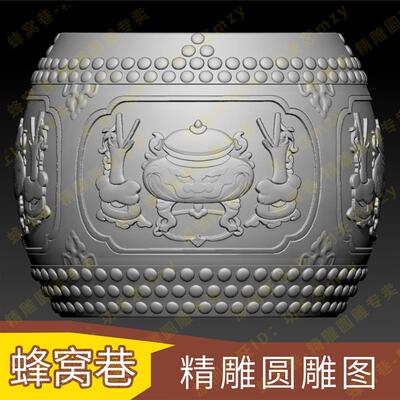 3d模型圆雕图stl电脑数控雕刻机石雕坐墩石墩石凳门墩