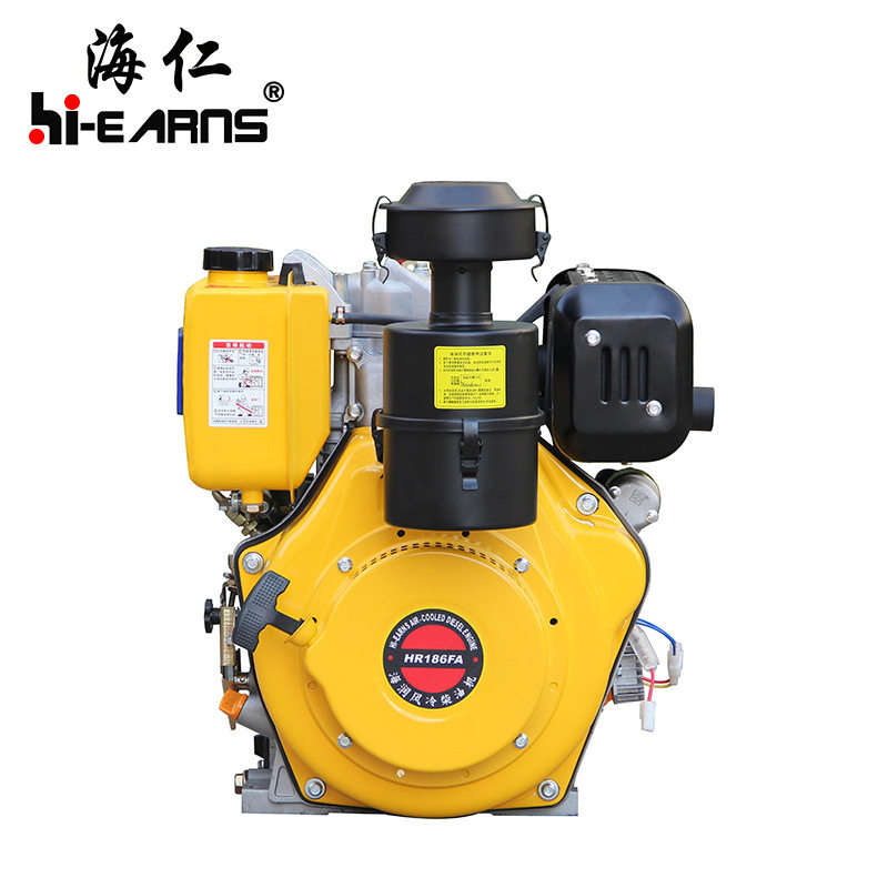 工厂直销 186FAE 电启动单缸风冷柴油机 7.1KW/10马力 平键轴