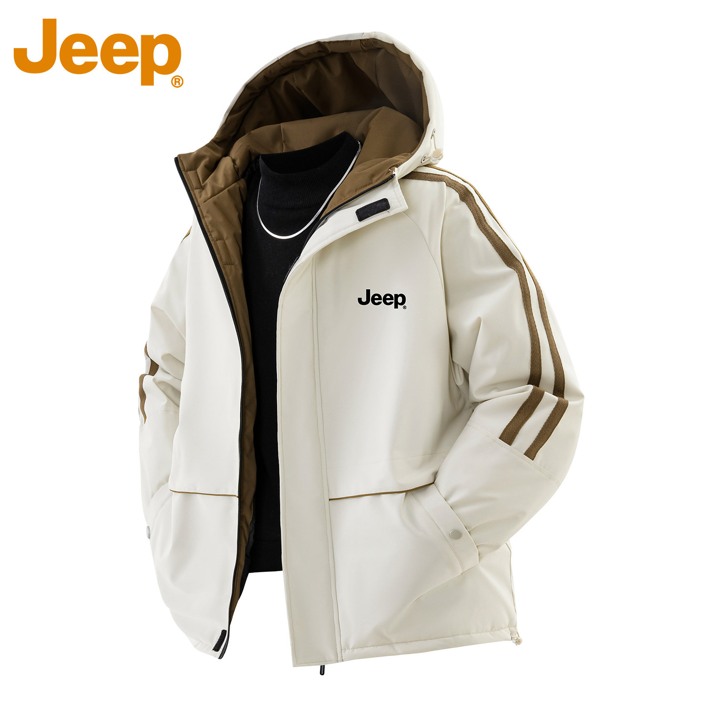 Jeep吉普新款户外美式工装滑雪服男生冬季加厚连帽保暖慵懒感棉衣