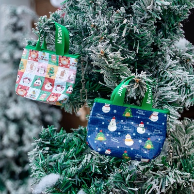 JINSAN圣诞礼物活动挂件迷你编织袋手提零钱包收纳耳机包带拉链