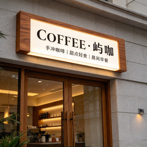 创意木纹凹边亚克力灯箱广告牌门头形象墙服装店铺发光字招牌定制